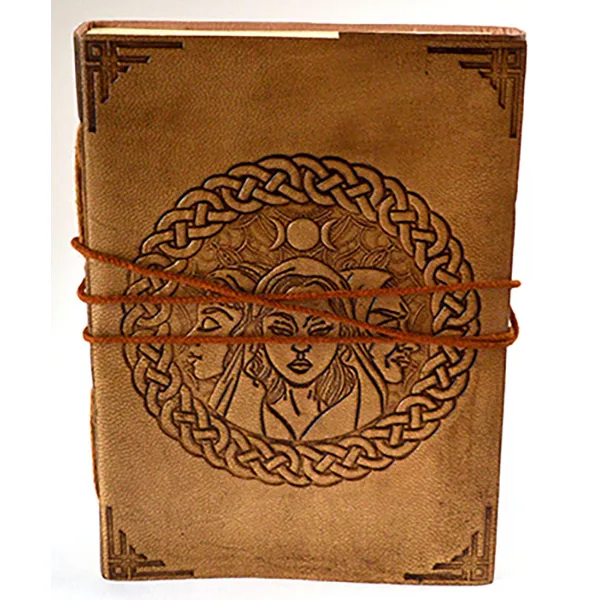 5" x 7" Triple Goddess leather blank book w/cord