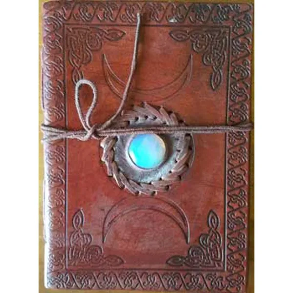 5" x 7" Triple Moon with Stone Embossed leather w/ cord