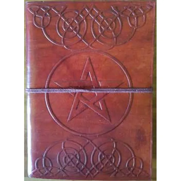 5" x 7" Pentagram leather blank book w/cord