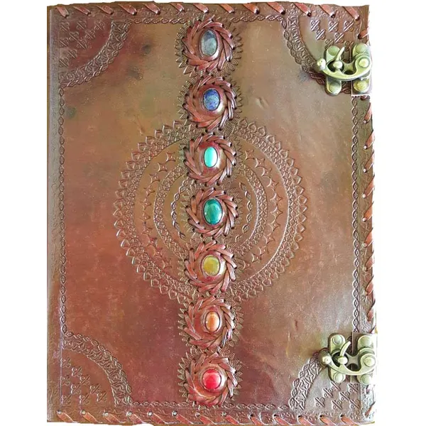 10" x 13" Chakra leather blank book w/ latch