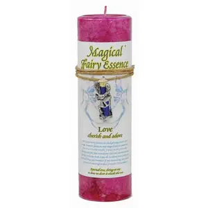Love Pillar Candle with Fairy Dust Necklace 6 1/2" tall