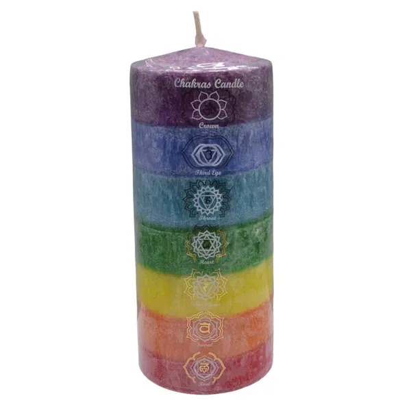 3" x 6" 7 Chakra pillar candle