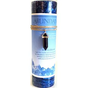 Abundance pillar candle with Blue Sandstone pendant