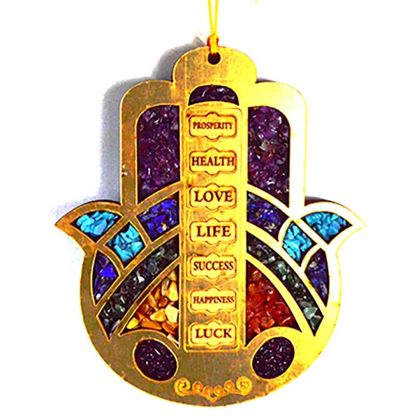 6" Hamsa Hand W Crystals