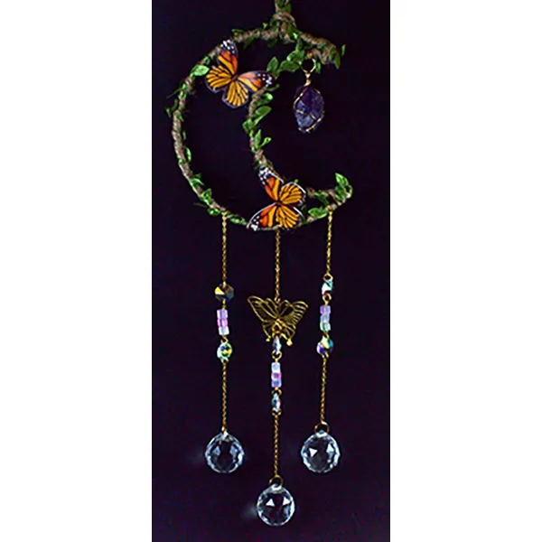 21" Amethyst Moon W Butterfly sun catcher