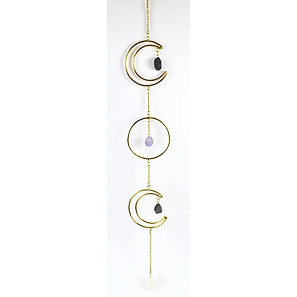 22"x 3" Triple Moon Wreath with Stones wall hanging