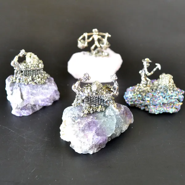 (set of 4) Miner on Mixed stones