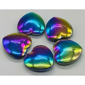1 3/4" Hematite, Rainbow heart
