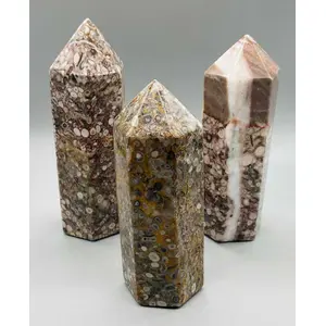 ~5+" White Leopard Skin Jasper obelisk