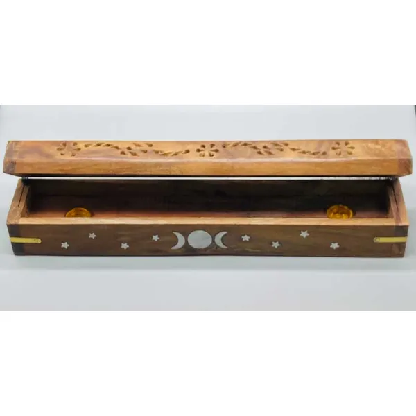 12" Flip Top Triple Moon incense holder