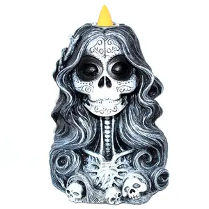 6" Santa Muerte back flow incense burner