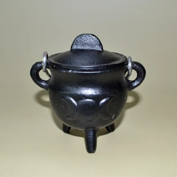 Triple Moon Cast Iron Cauldron w/ Lid 2 3/4"