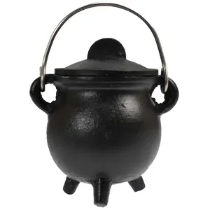 Plain cast iron cauldron w/ lid 3"
