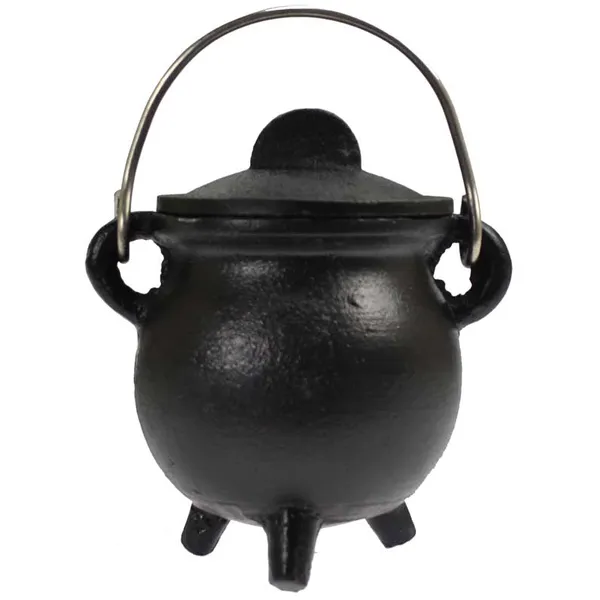 Plain cast iron cauldron w/ lid 3"