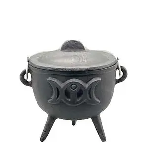 4.5" Triple Moon cast iron cauldron w/ lid