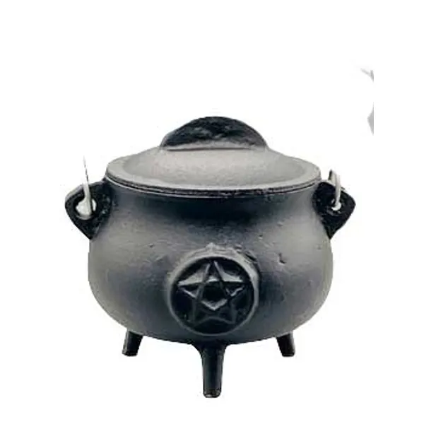 5.5" Pentagram cast iron cauldron w/ lid