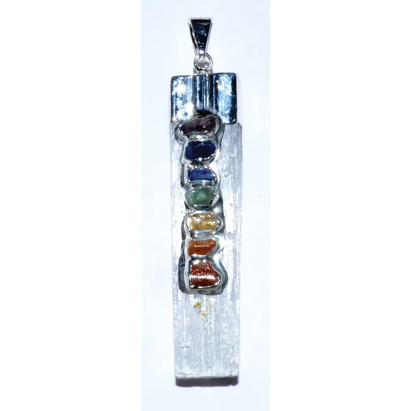 Selenite 7 Chakra rough pendant