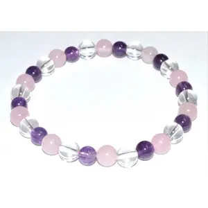 6mm Amethyst, Rose Quartz & Quartz bracelet