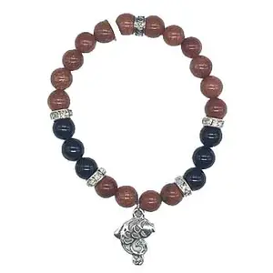 8mm Gold Sandstone, Black Agate, Fish bracelet