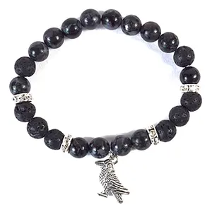 8mm Gabbro, Indigo & Lava bracelet