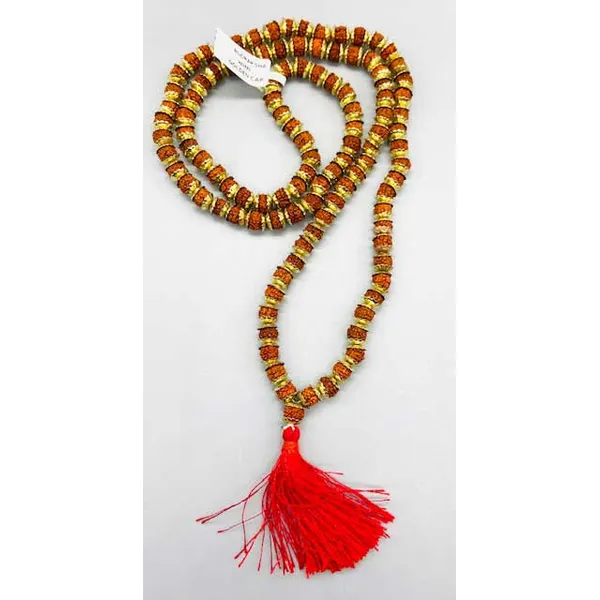 Rudraksha W/ Golden Cap japmala