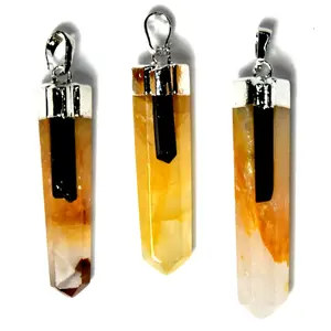 Golden Qtz w tourmaline pendant
