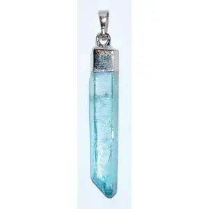 (set of 3) 2" Aqua Aura Quartz pendant