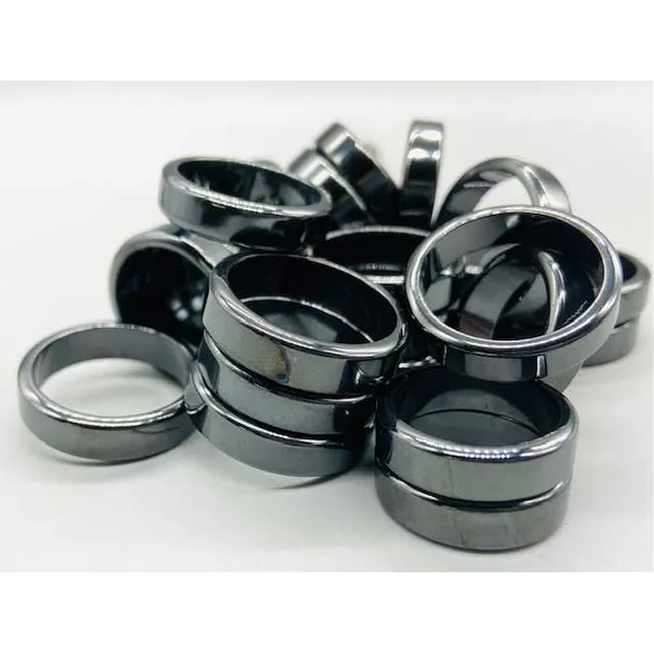 (set of 50) Flat Hematite rings