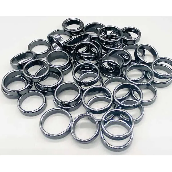 (set of 50) Flat Hematite rings