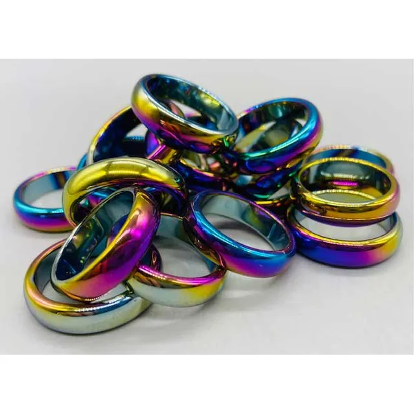 (set of 50) Rainbow Hematite rings