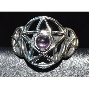 Amethyst pentagram ring adjustable