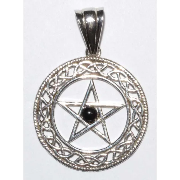 Pentacle black obsidian pendant