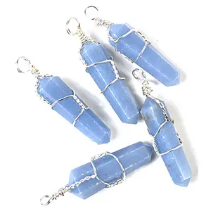 (set of 5) Angelite wire wrapped point
