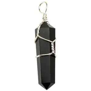 (set of 5) wire wrapped Black Obsidian point