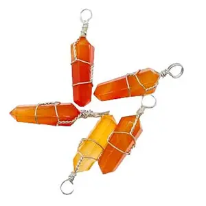 (set of 5) wire wrapped carnelian point