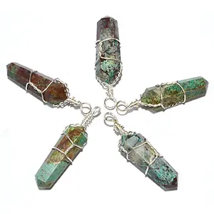 (set of 5) wire wrapped Chrysocolla point