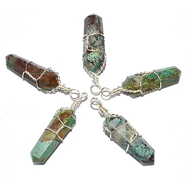 (set of 5) wire wrapped Chrysocolla point