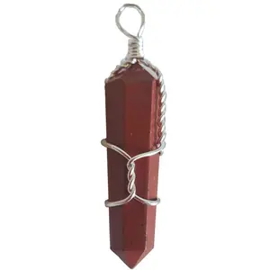 (set of 5) Red Jasper w wrapped point