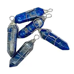 (set of 5) Lapis wire wrapped point