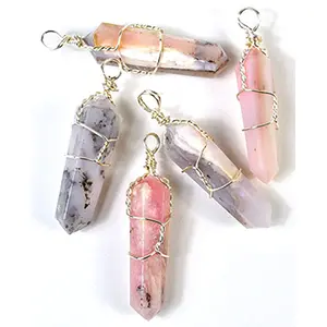 (set of 5) Pink Opal wire wrapped point
