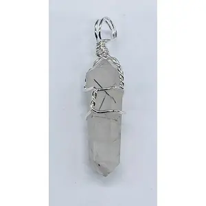 (set of 5) Quartz W Tourmaline wire wrapped point