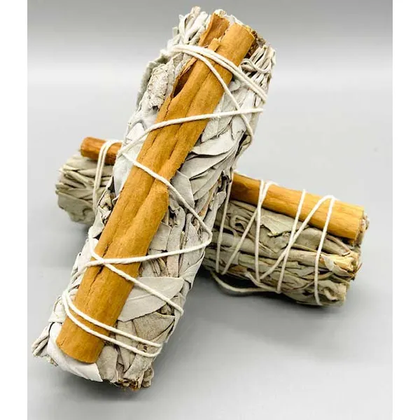 4" White Sage & Cinnamon smudge stick