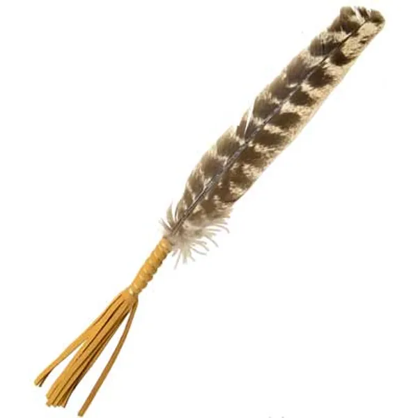 (set of 2) Leather Wrapped smudging feather 10"