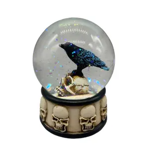 3 1/4" Raven on Skull water globe