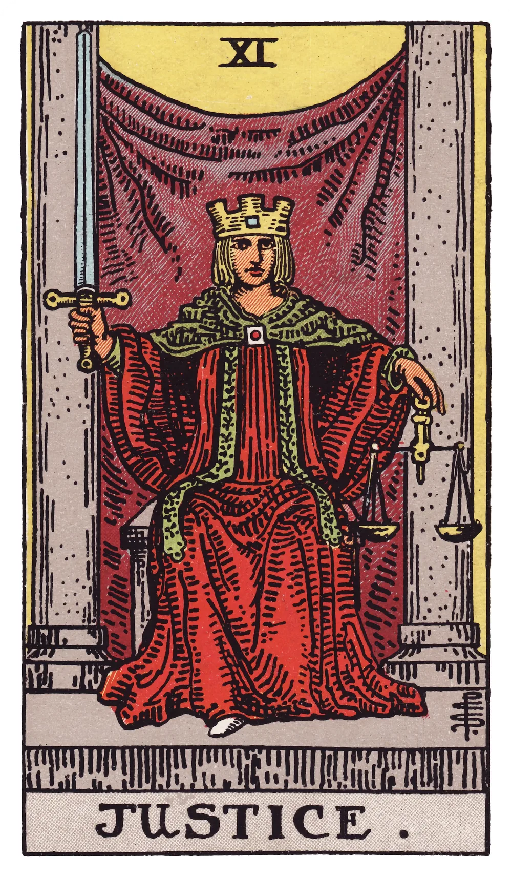The Justice card from the Rider-Waite-Smith tarot