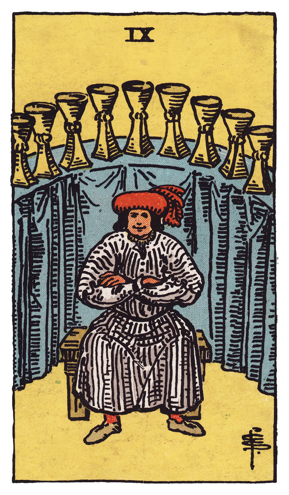 The Nine of Cups card from the Rider-Waite-Smith tarot