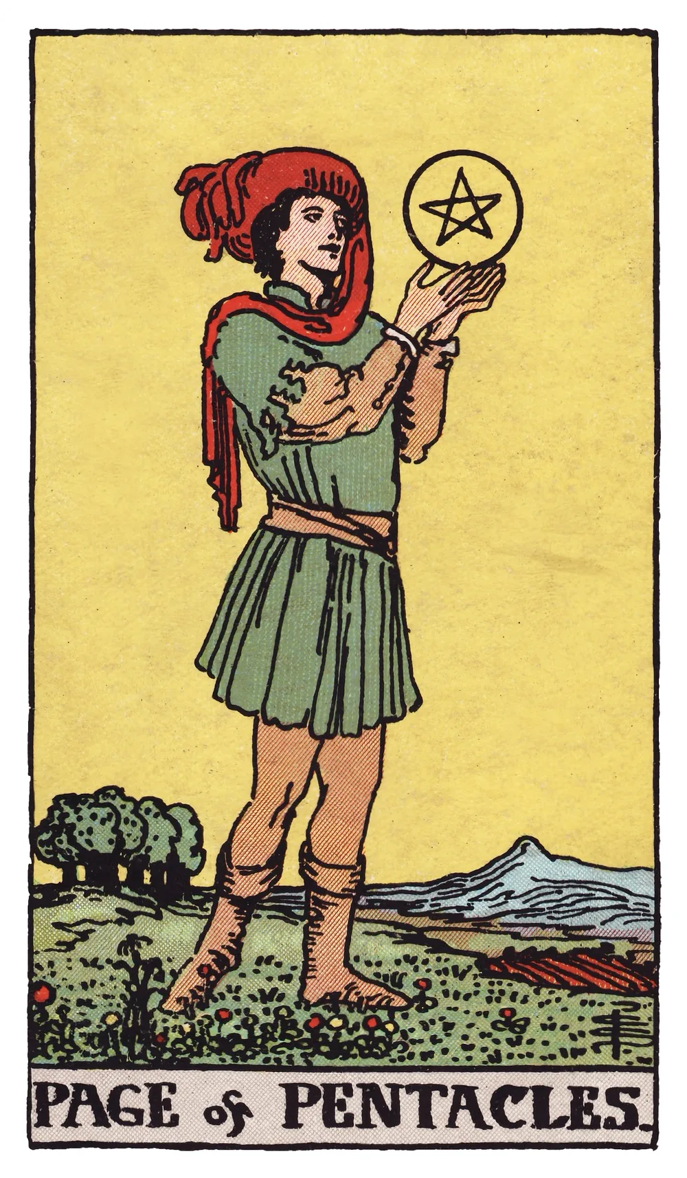 The Page of Pentacles card from the Rider-Waite-Smith tarot