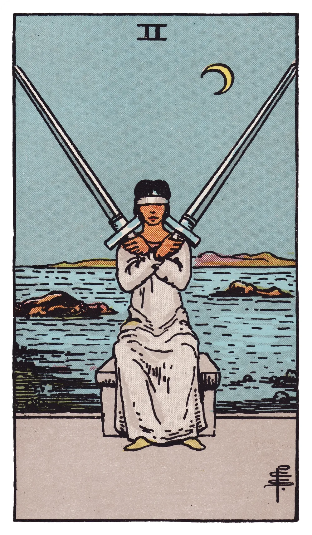 The Two of Swords card from the Rider-Waite-Smith tarot