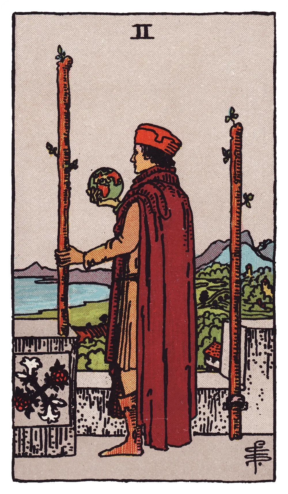 The Two of Wands card from the Rider-Waite-Smith tarot